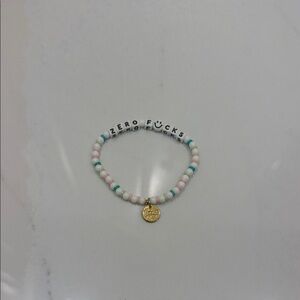 Zero Fucks Beaded Bracelet with Gold Charm